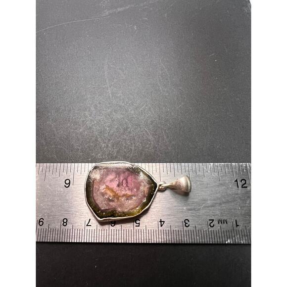 NEW Watermelon tourmaline sterling silver pendant 8.16 grams - Picture 3 of 11